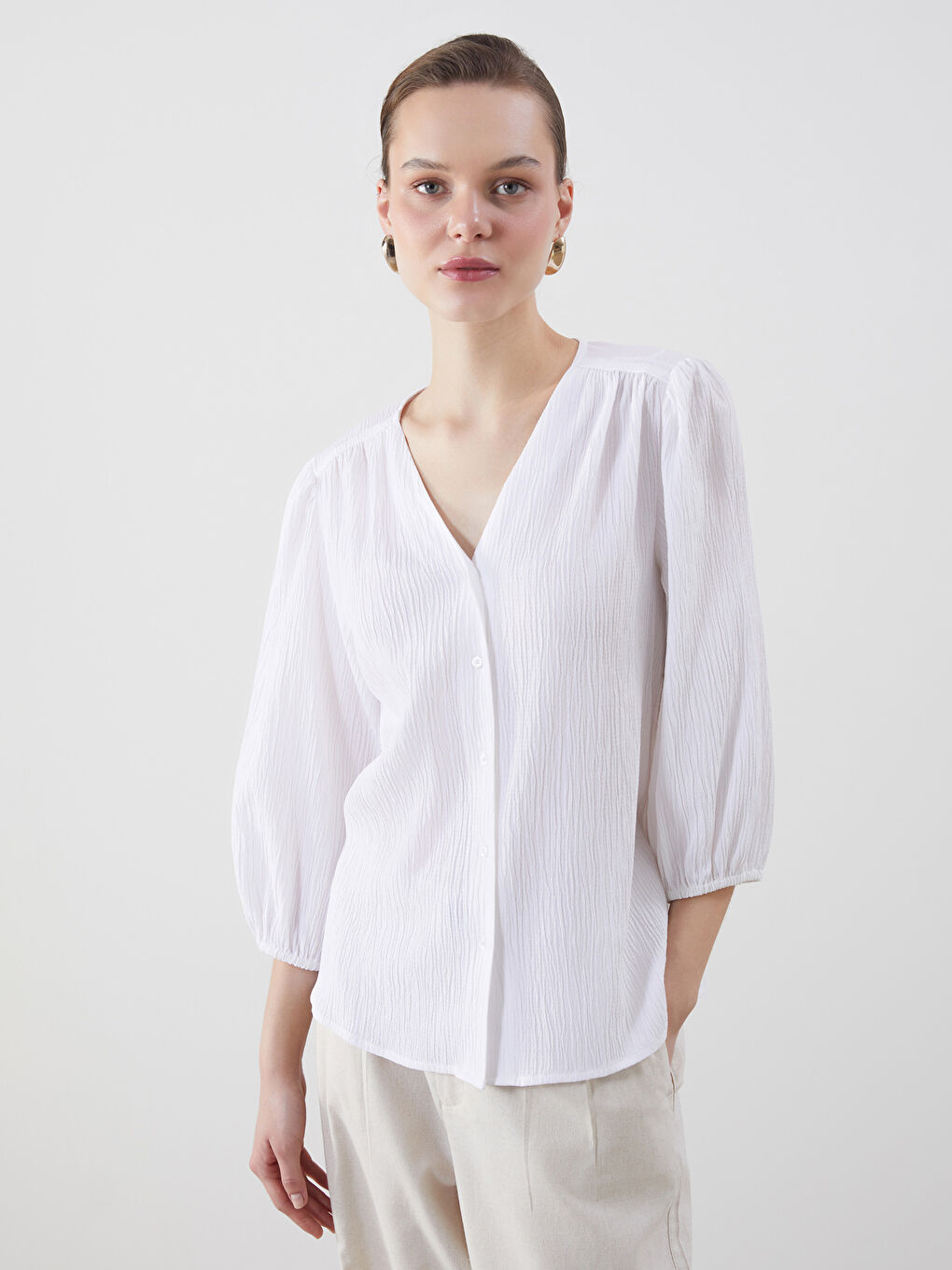 LCWAIKIKI Classic Woman WHITE Blouse -S5H084Z8-Q6K
