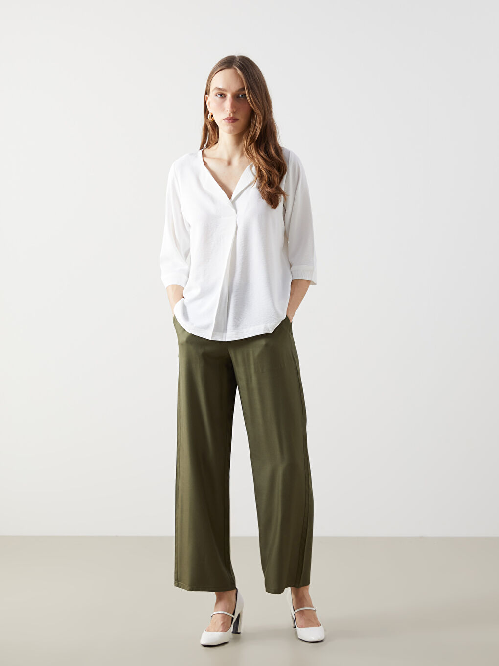 Double Breasted Collar Women's Blouse-1