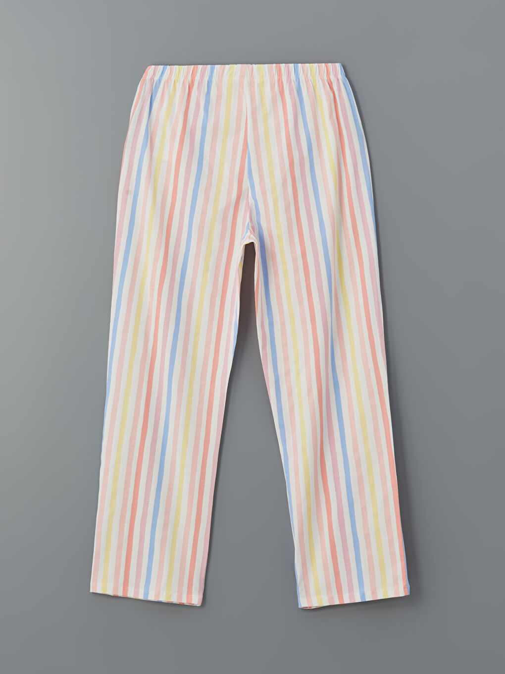 Mercan Beli Lastikli Çizgili Kadın Pijama Altı-1