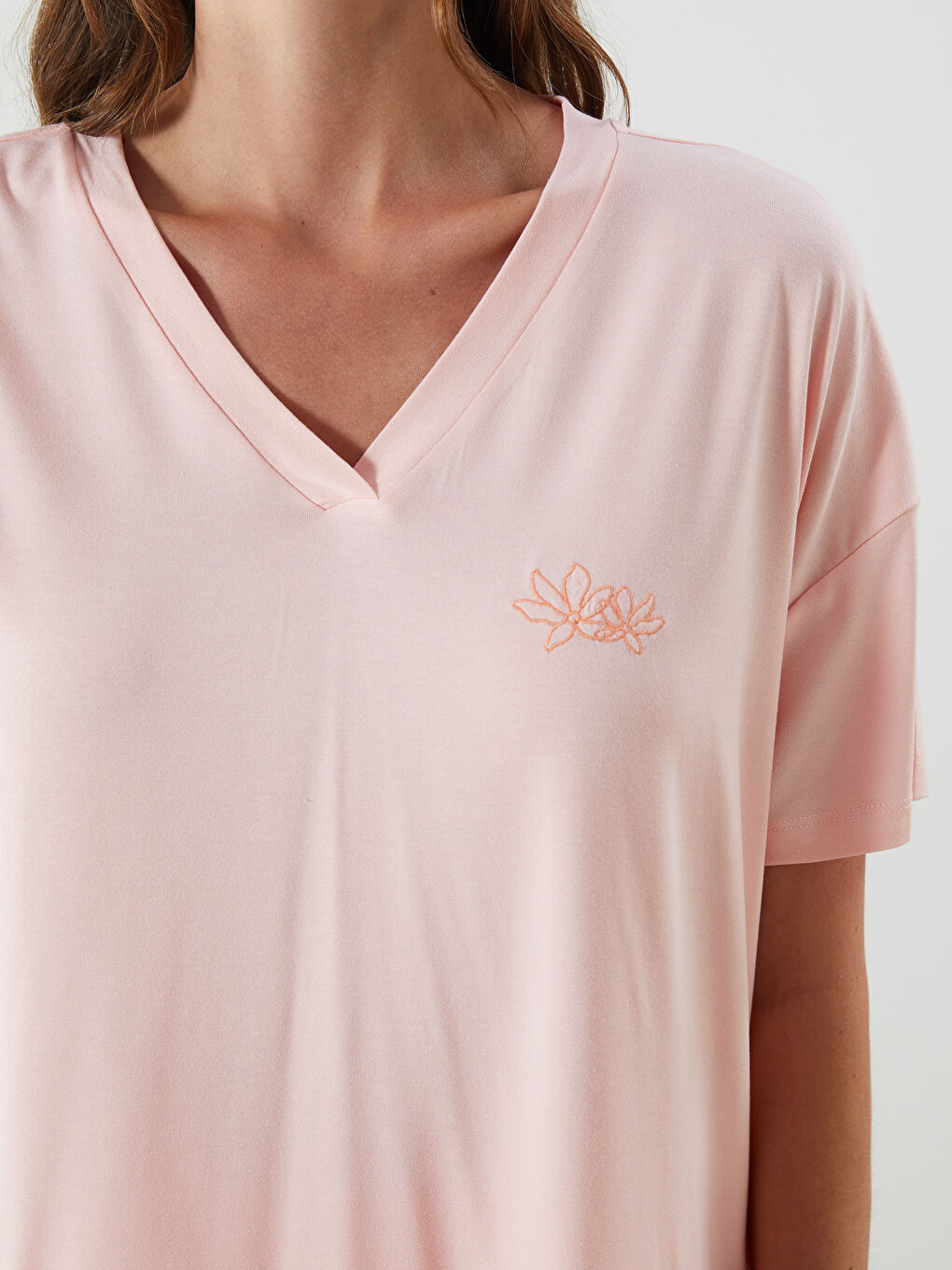 LCW DREAM Pembe V Yaka Çiçekli Kadın Kaprili Pijama Takımı - 2