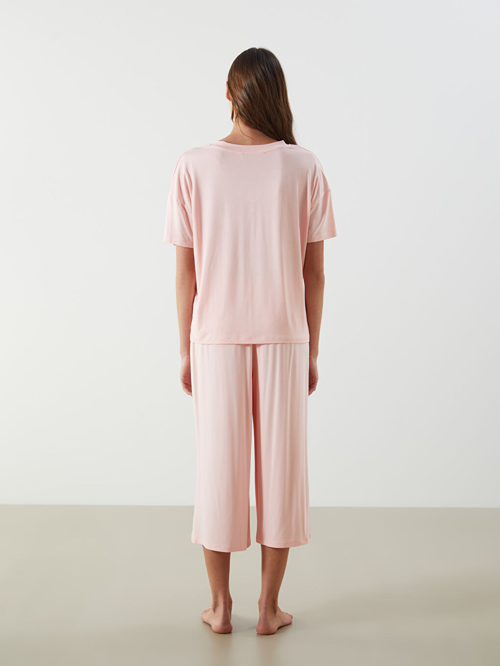 LCW DREAM Pembe V Yaka Çiçekli Kadın Kaprili Pijama Takımı - 3