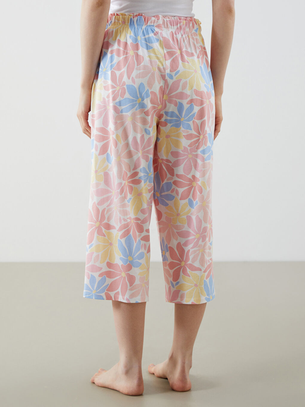 Elasticated Waist Floral Women's Capri Pyjama Bottoms -S5H123Z8-LR8