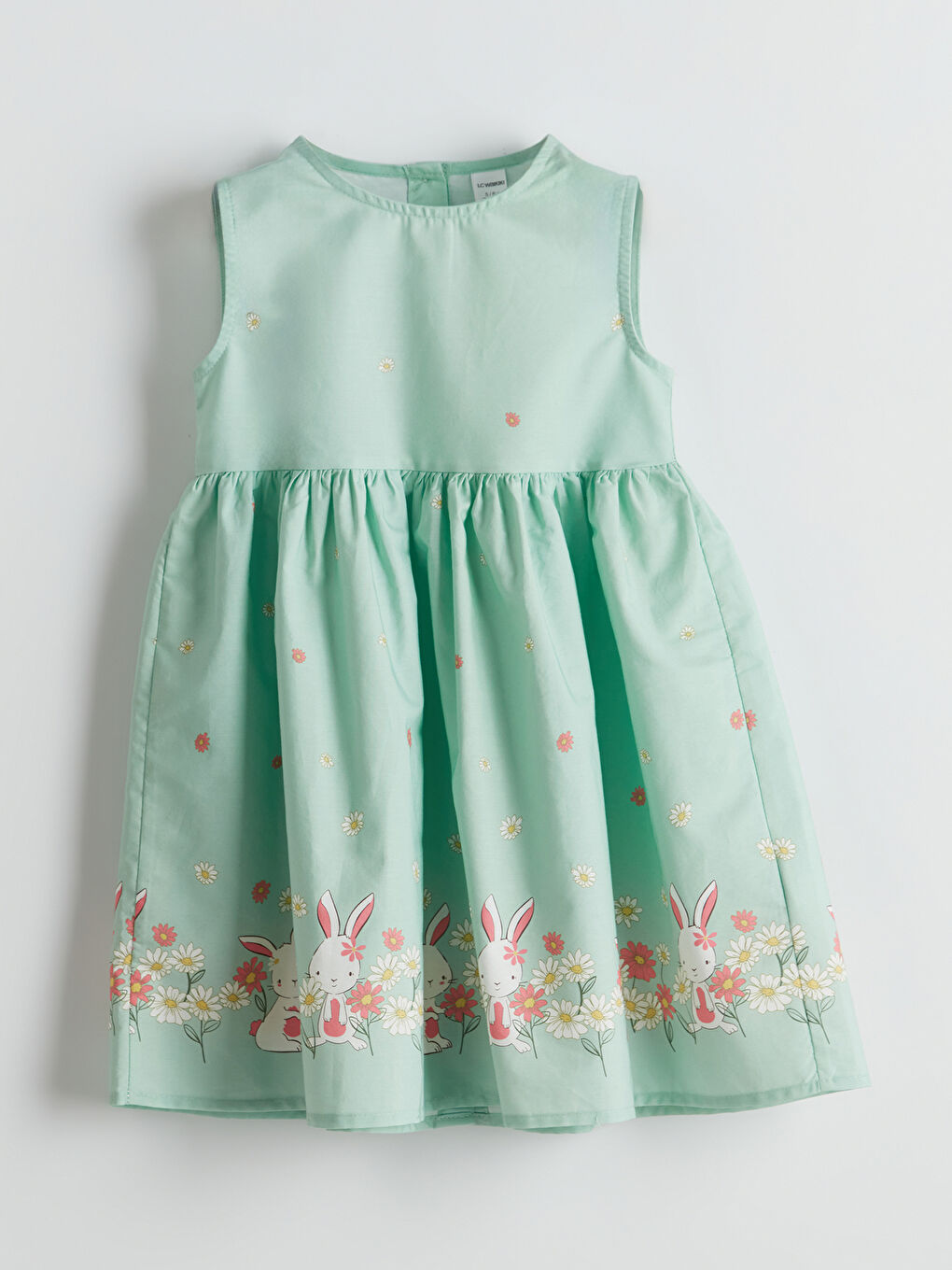Crew Neck Girls' Poplin Dress -S5H136Z1-FXS