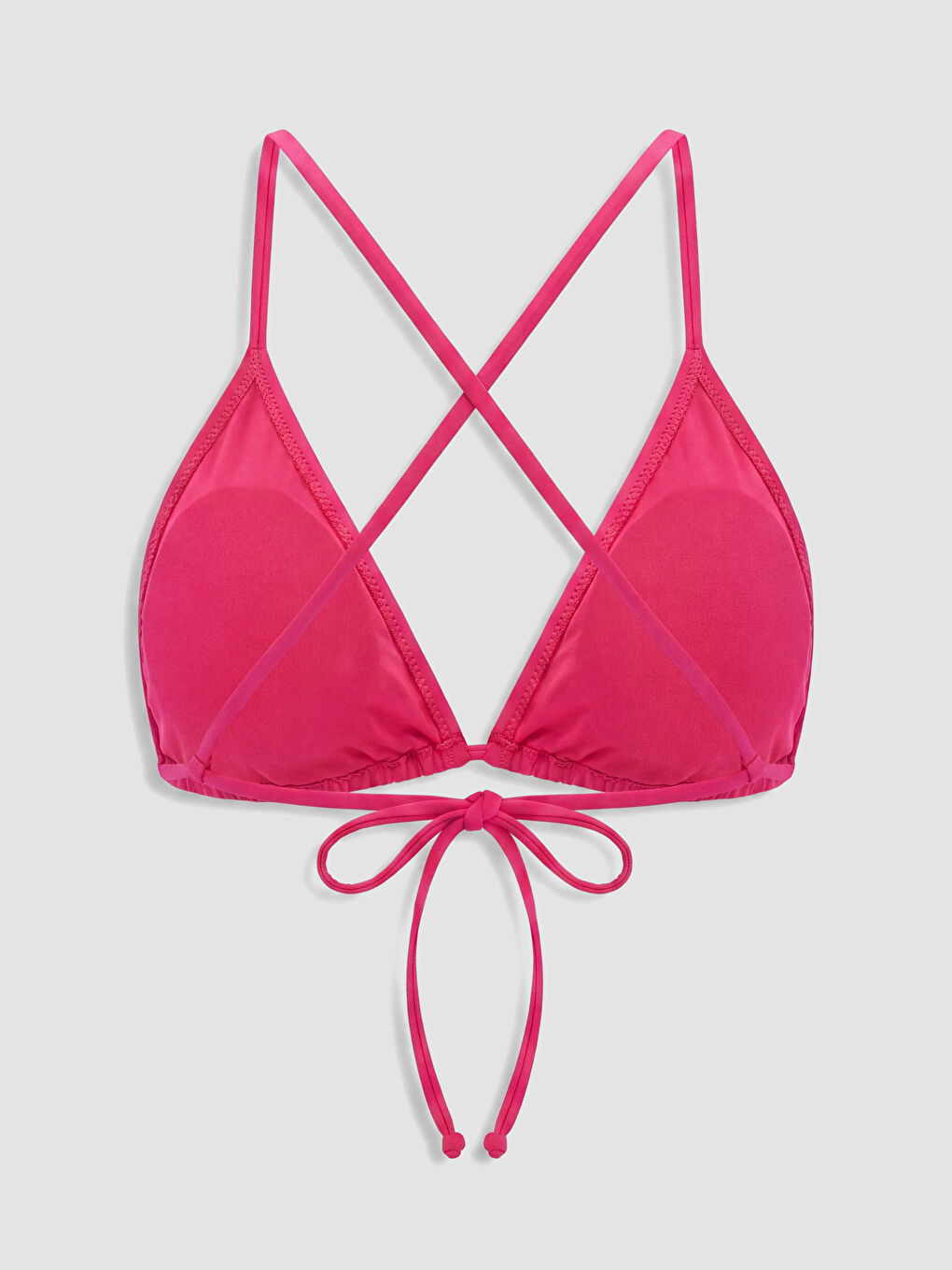 Fuşya Düz Çıkarılabilir Pedli Kadın Bikini Üst-1
