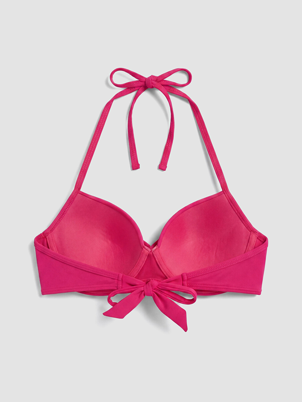 Stitched Padded Ruched Detail Women's Bikini Top-1