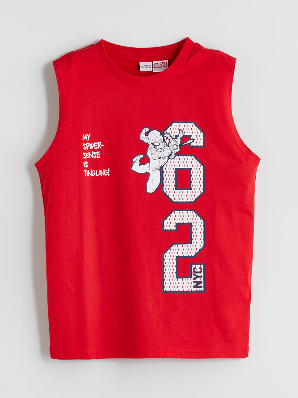 Kırmızı Bisiklet Yaka Spider-Man Baskılı Erkek Çocuk Atlet