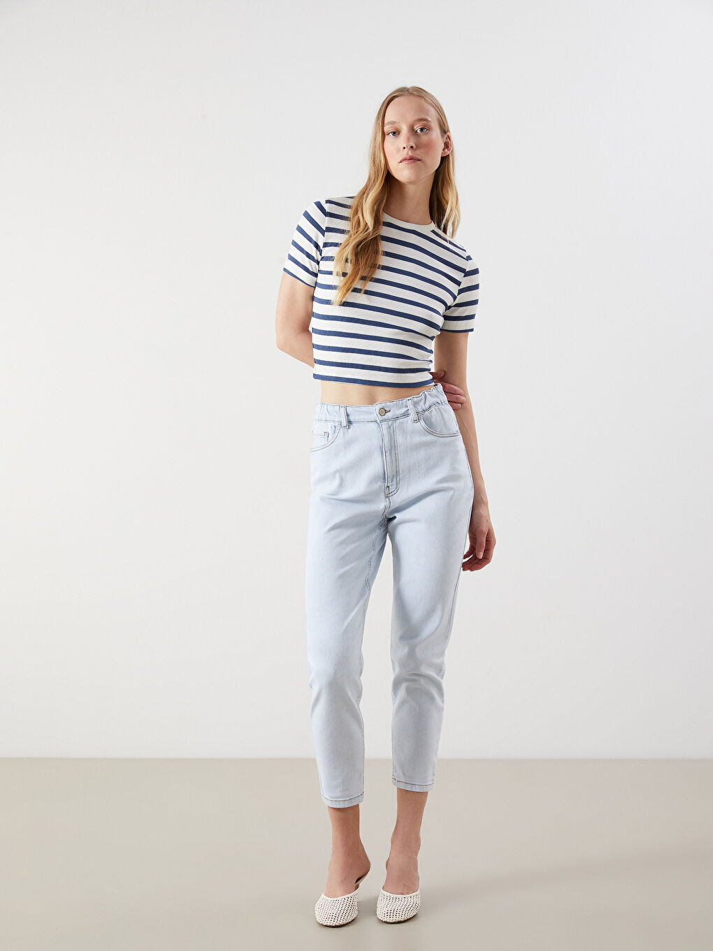 Crew Neck Striped Crop-1