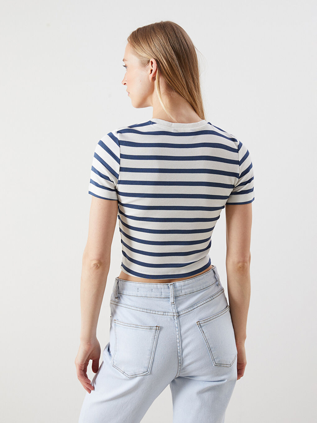 Crew Neck Striped Crop-3
