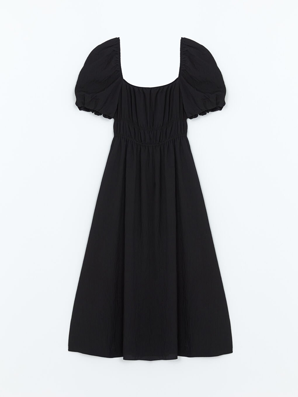 Siyah Kare Yaka Elbise-5