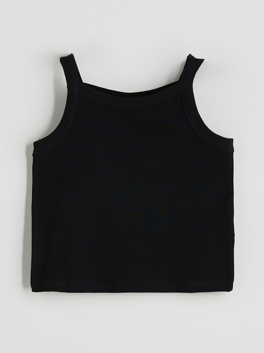 Siyah Askılı Kare Yaka Fitilli Kız Çocuk Atlet