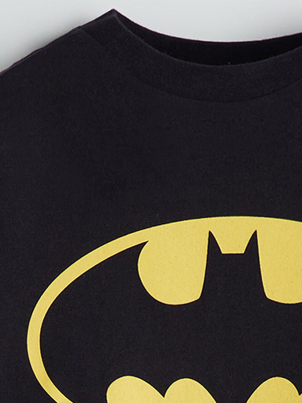 Siyah Bisiklet Yaka Batman Baskılı Erkek Çocuk Tişört-2