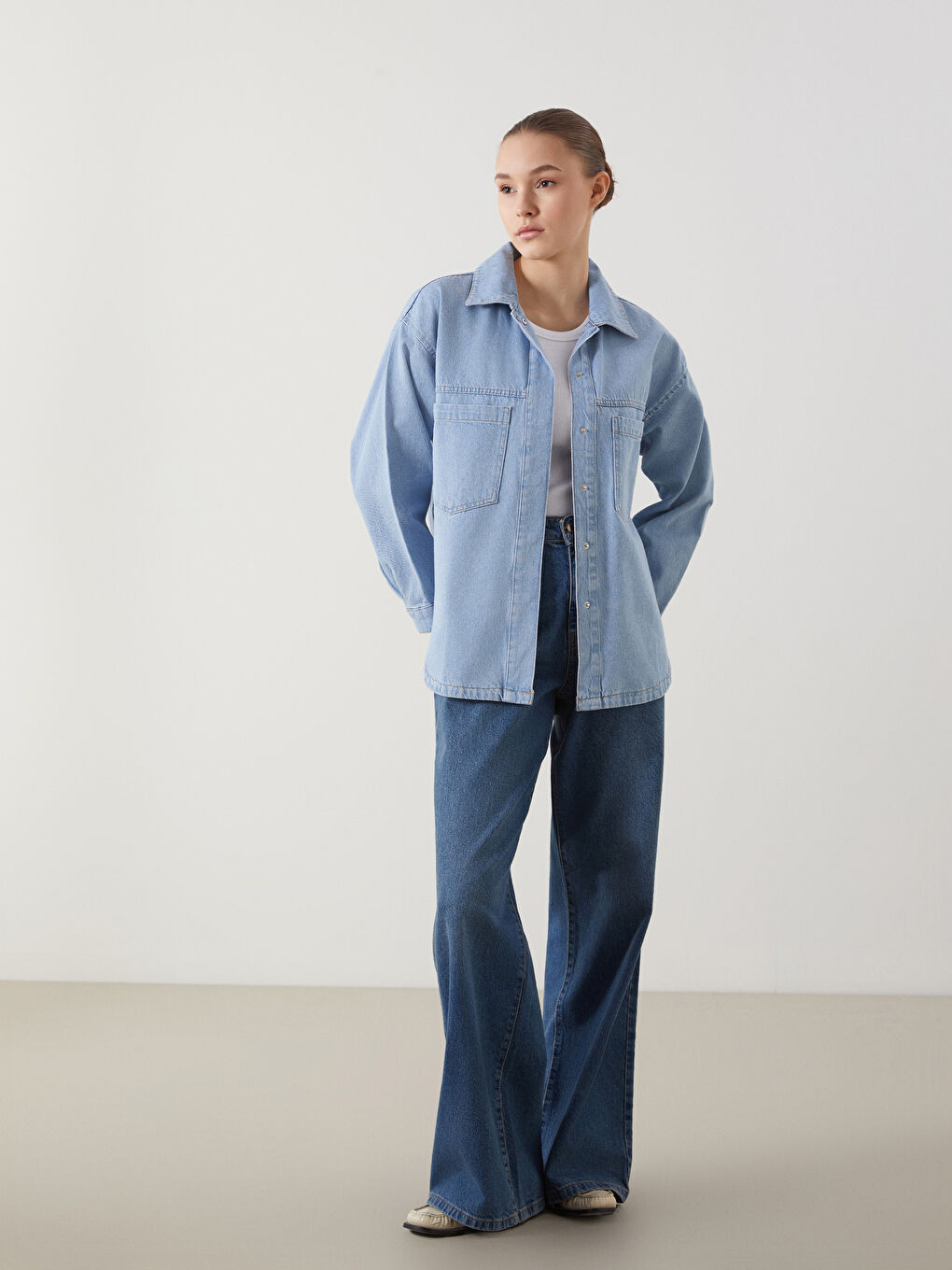Women's Jean Shirt Jacket -S5H333Z8-507