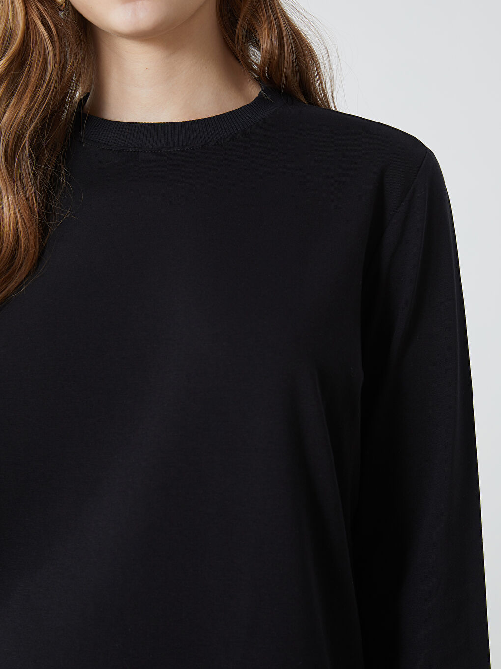 Siyah Bisiklet Yaka Düz Kadın Tunik-2