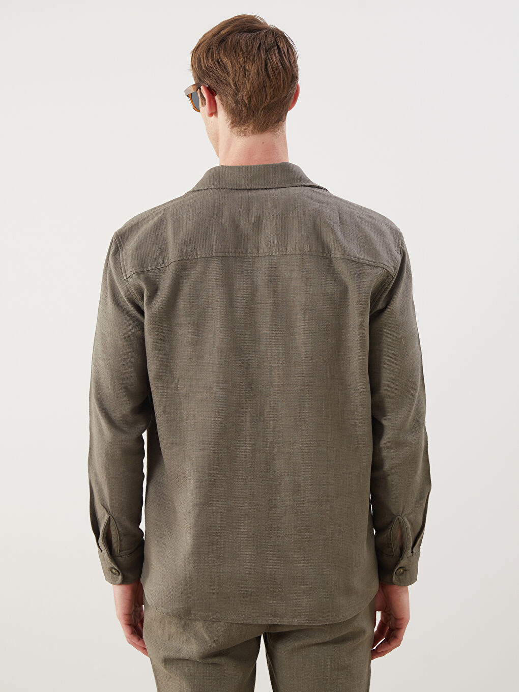 Haki Regular Fit Uzun Kollu Erkek Gömlek Ceket-3
