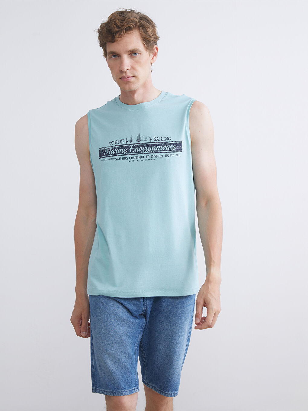Crew Neck Printed Men's Sleeveless T-Shirt