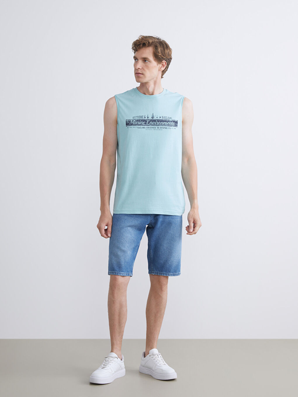 Crew Neck Printed Men's Sleeveless T-Shirt-1