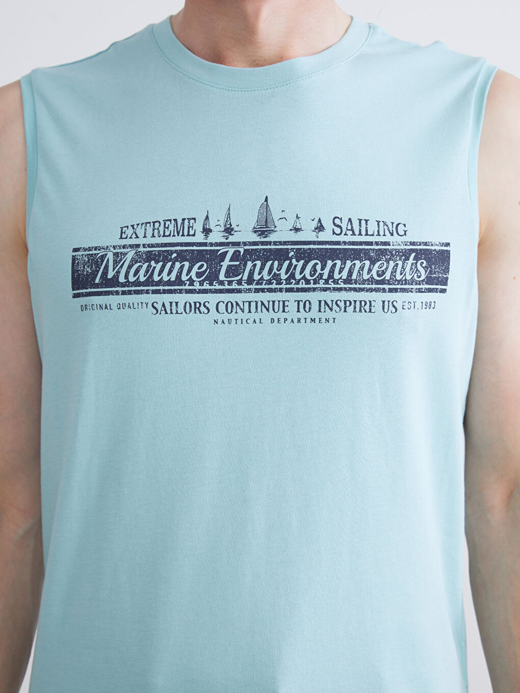 Crew Neck Printed Men's Sleeveless T-Shirt-2