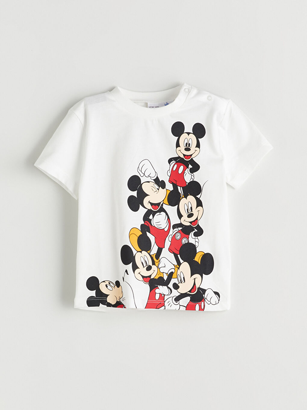 LCW baby Ekru Mickey Mouse Baskılı Erkek Bebek Şortlu Takım - 1