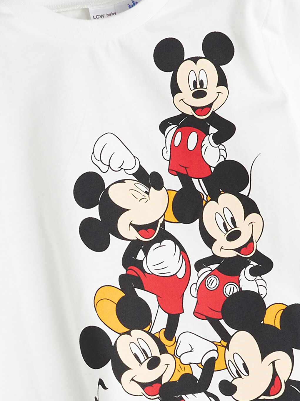 LCW baby Ekru Mickey Mouse Baskılı Erkek Bebek Şortlu Takım - 2