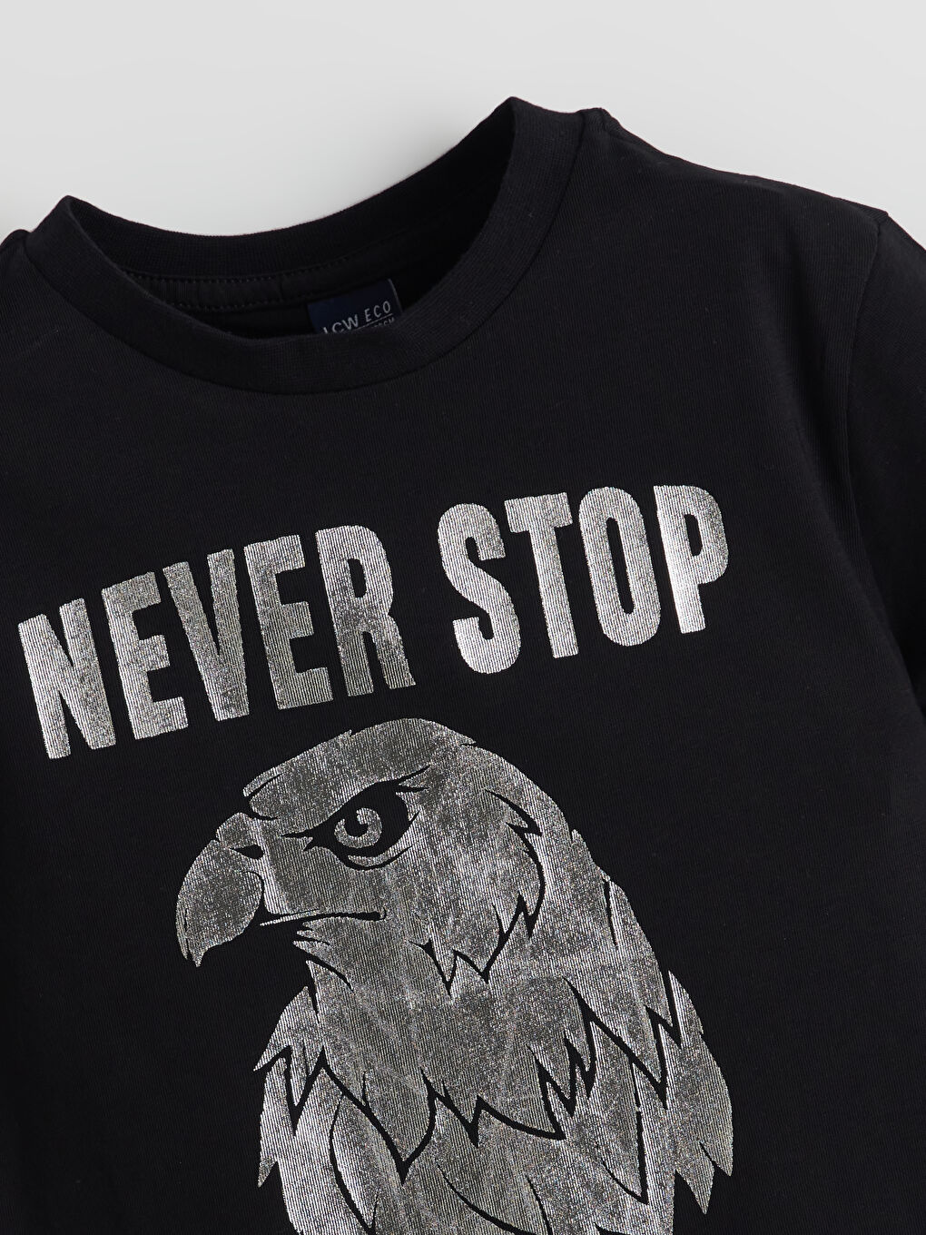 Siyah Bisiklet Yaka Erkek Çocuk Tişört-1