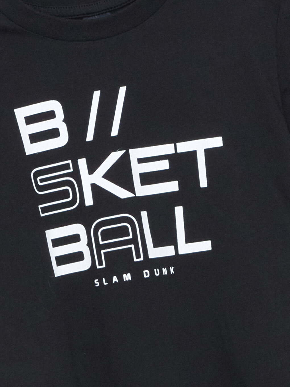 Siyah Bisiklet Yaka Erkek Çocuk Tişört-1