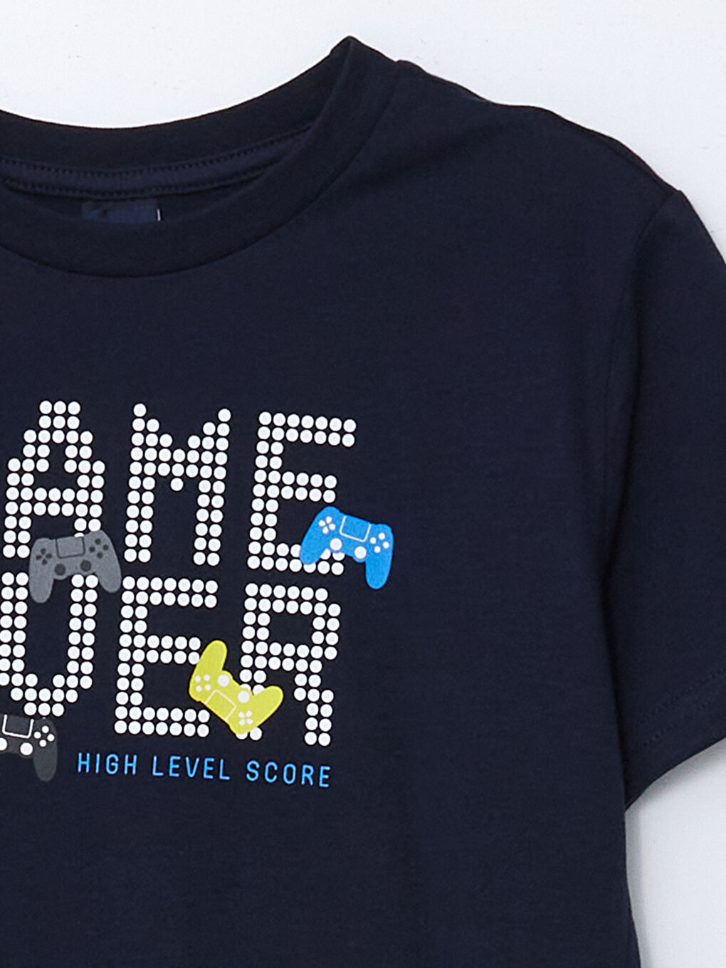 Lacivert Bisiklet Yaka Erkek Çocuk Tişört-1