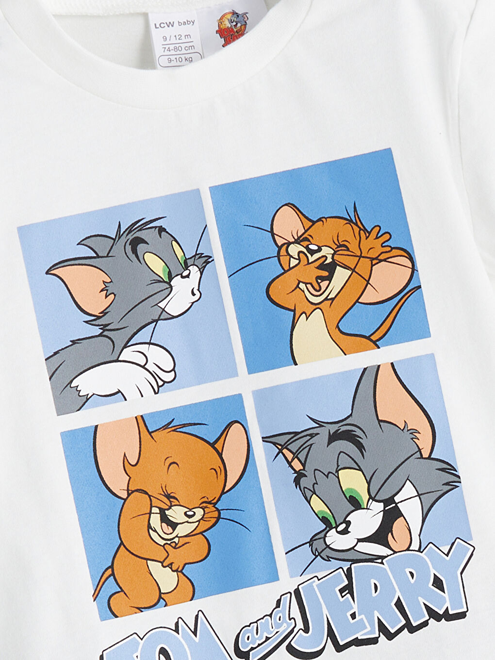 Ekru Tom ve Jerry Baskılı Erkek Bebek Pijama Üstü-2