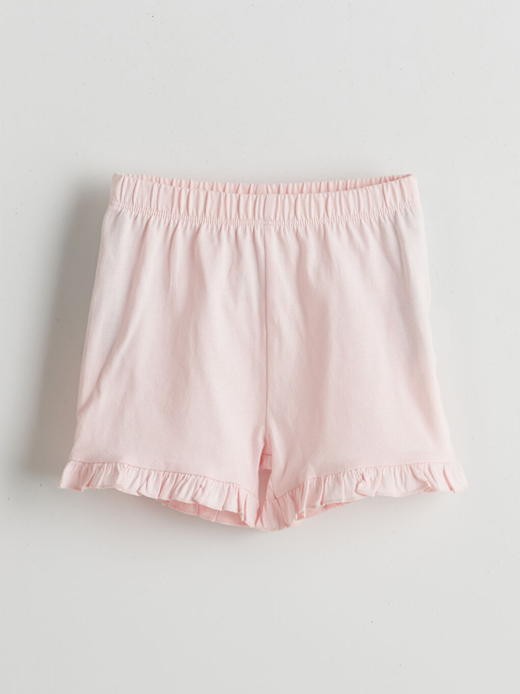 Pembe Beli Lastikli Basic Kız Bebek Şort