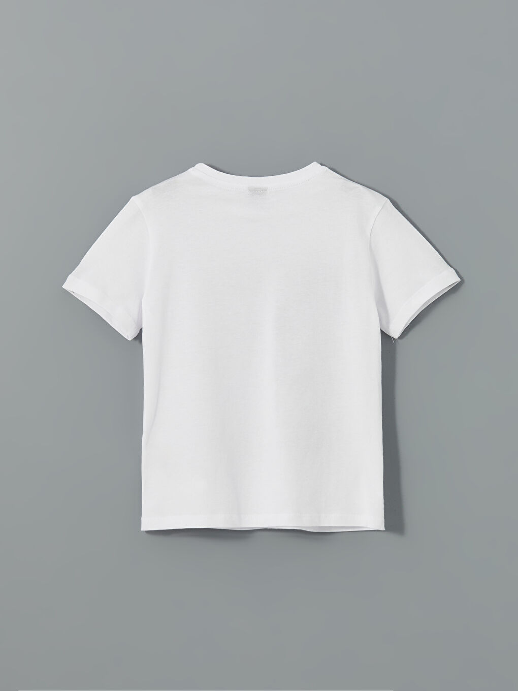 Beyaz Bisiklet Yaka Baskılı Erkek Çocuk Tişört-1