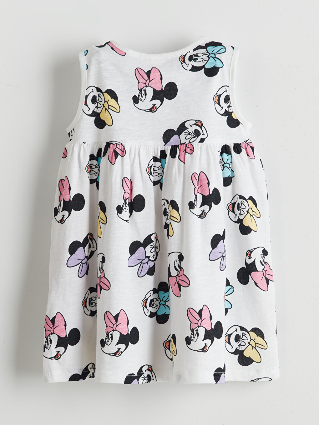 Ekru Minnie Mouse Baskılı Kız Bebek Elbise-1