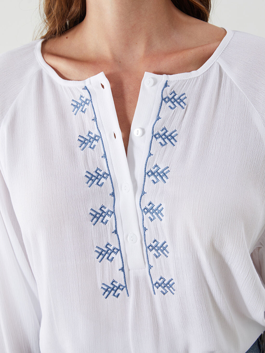 Crew Neck Embroidered Blouse-2