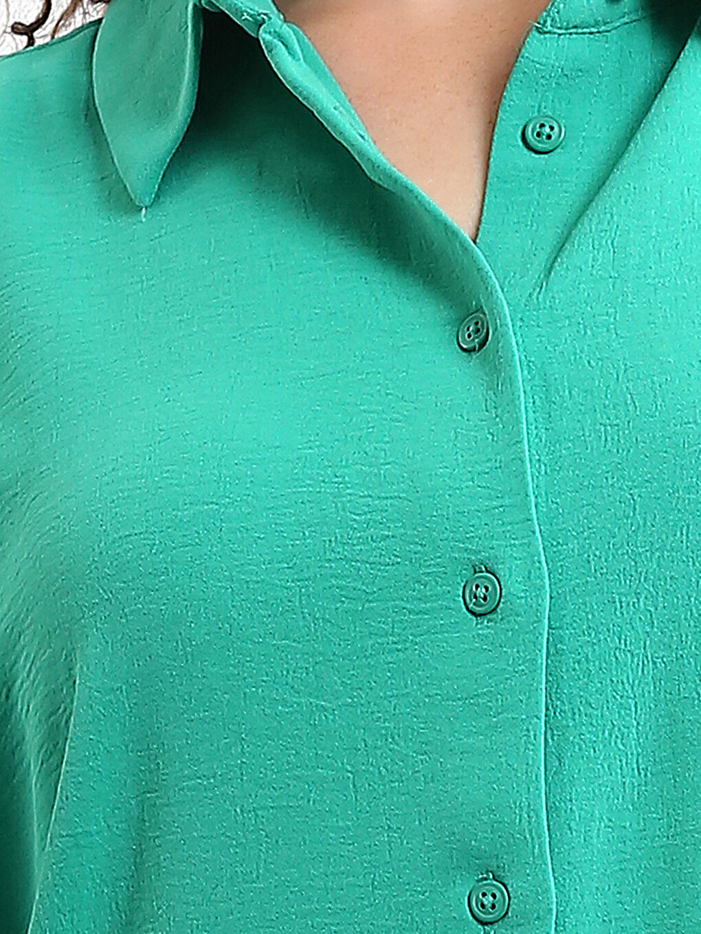 Button-Down Straight Long Sleeve Women's Shirt-2