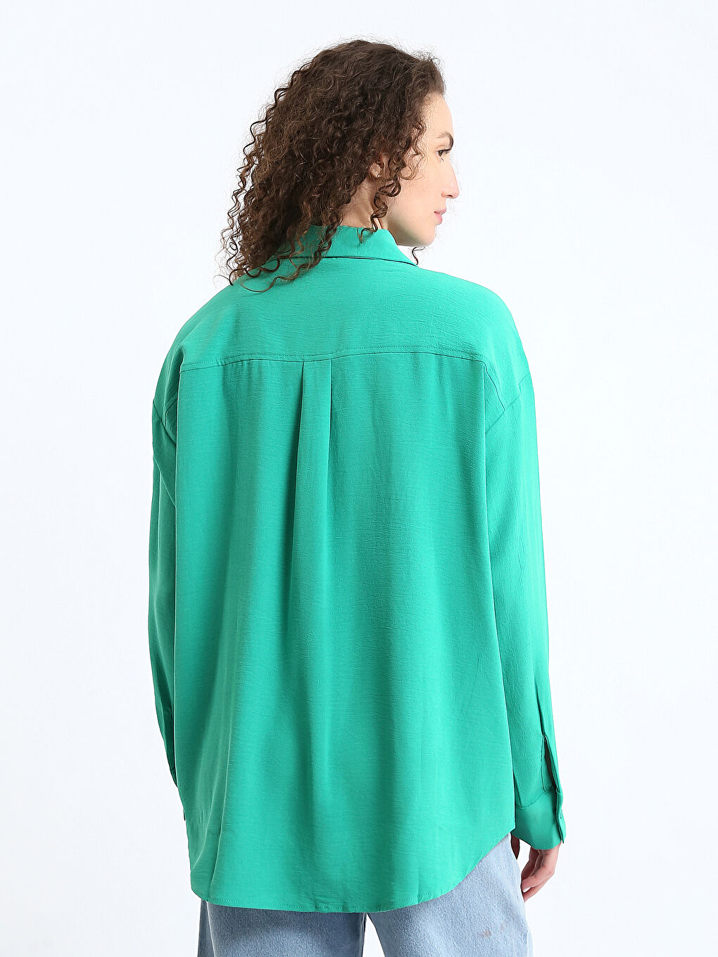 Button-Down Straight Long Sleeve Women's Shirt-4