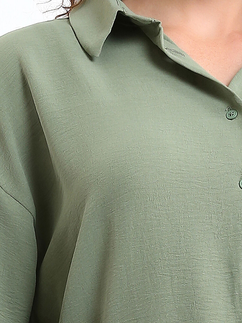 Button-Down Straight Long Sleeve Women's Shirt-2