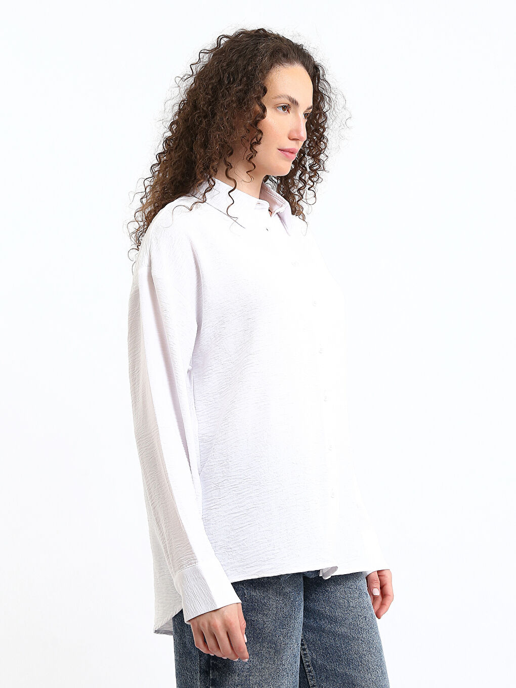 Button-Down Straight Long Sleeve Women's Shirt-3