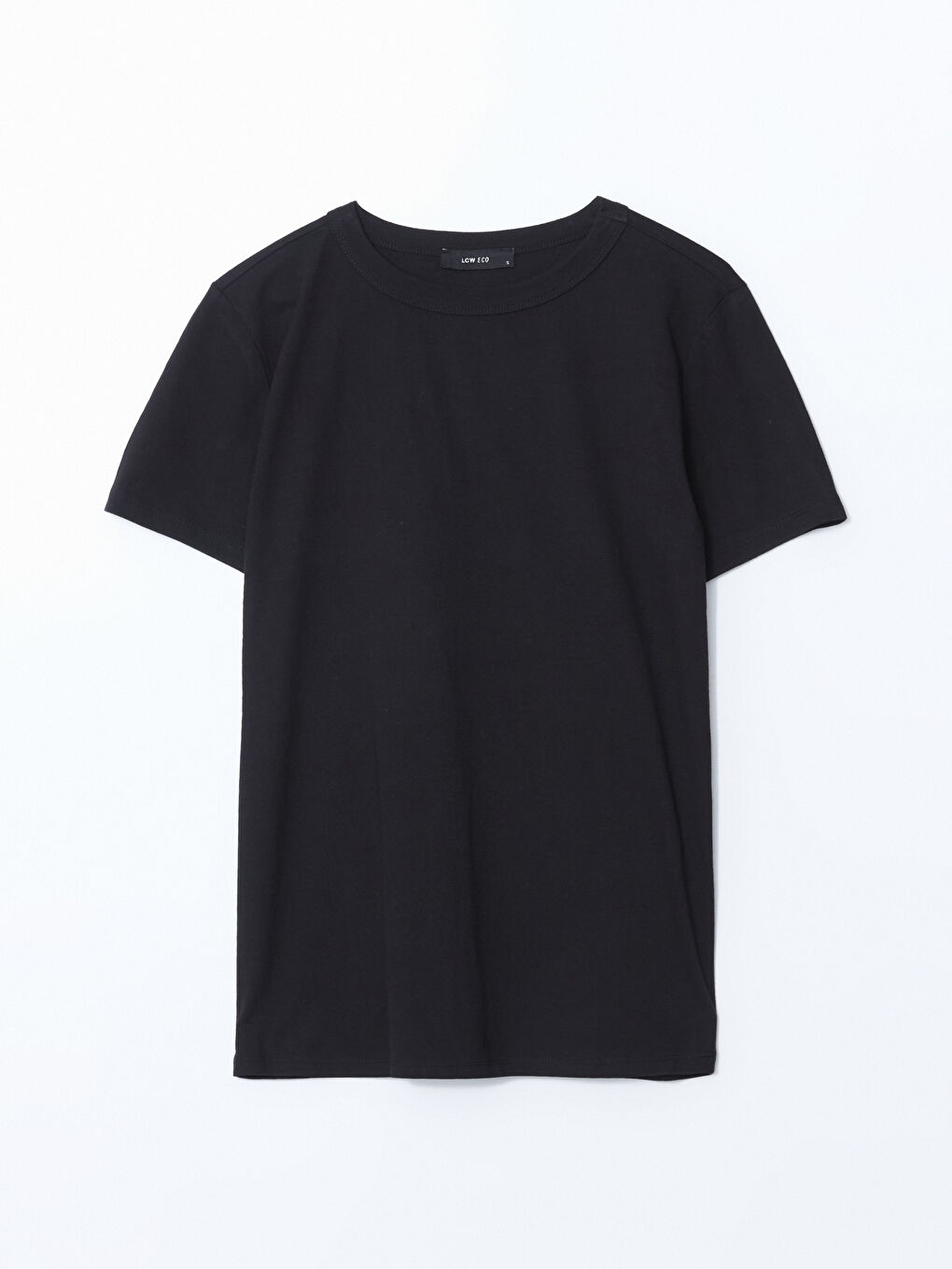 Siyah Bisiklet Yaka Kadın Tişört-4