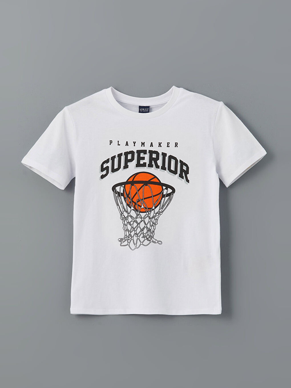 Beyaz Bisiklet Yaka Erkek Çocuk Tişört