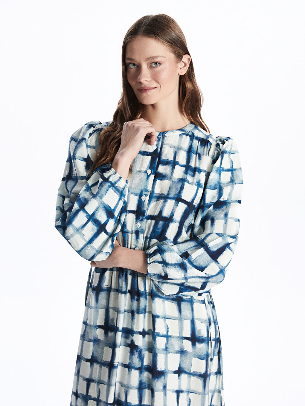 Crew Neck Patterned Women's Dress -S5H534Z8-LQQ