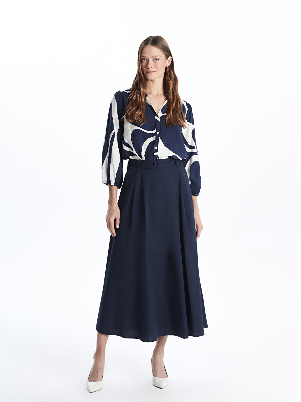 Regular Fit Poplin Women's Skirt -S5H537Z8-E1J