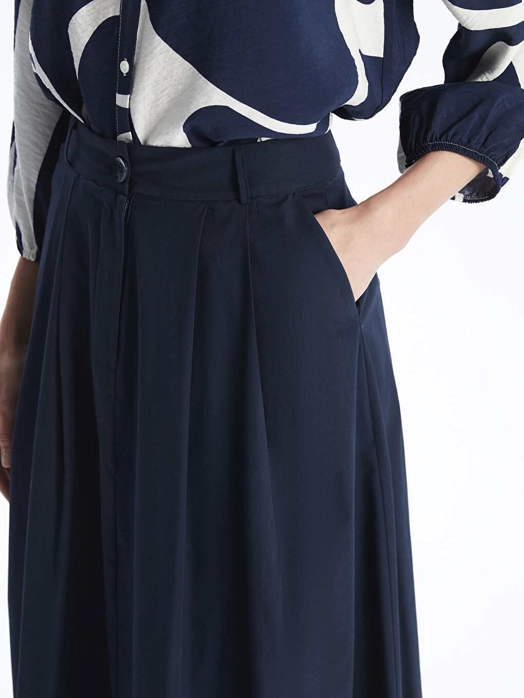 Regular Fit Poplin Women's Skirt -S5H537Z8-E1J