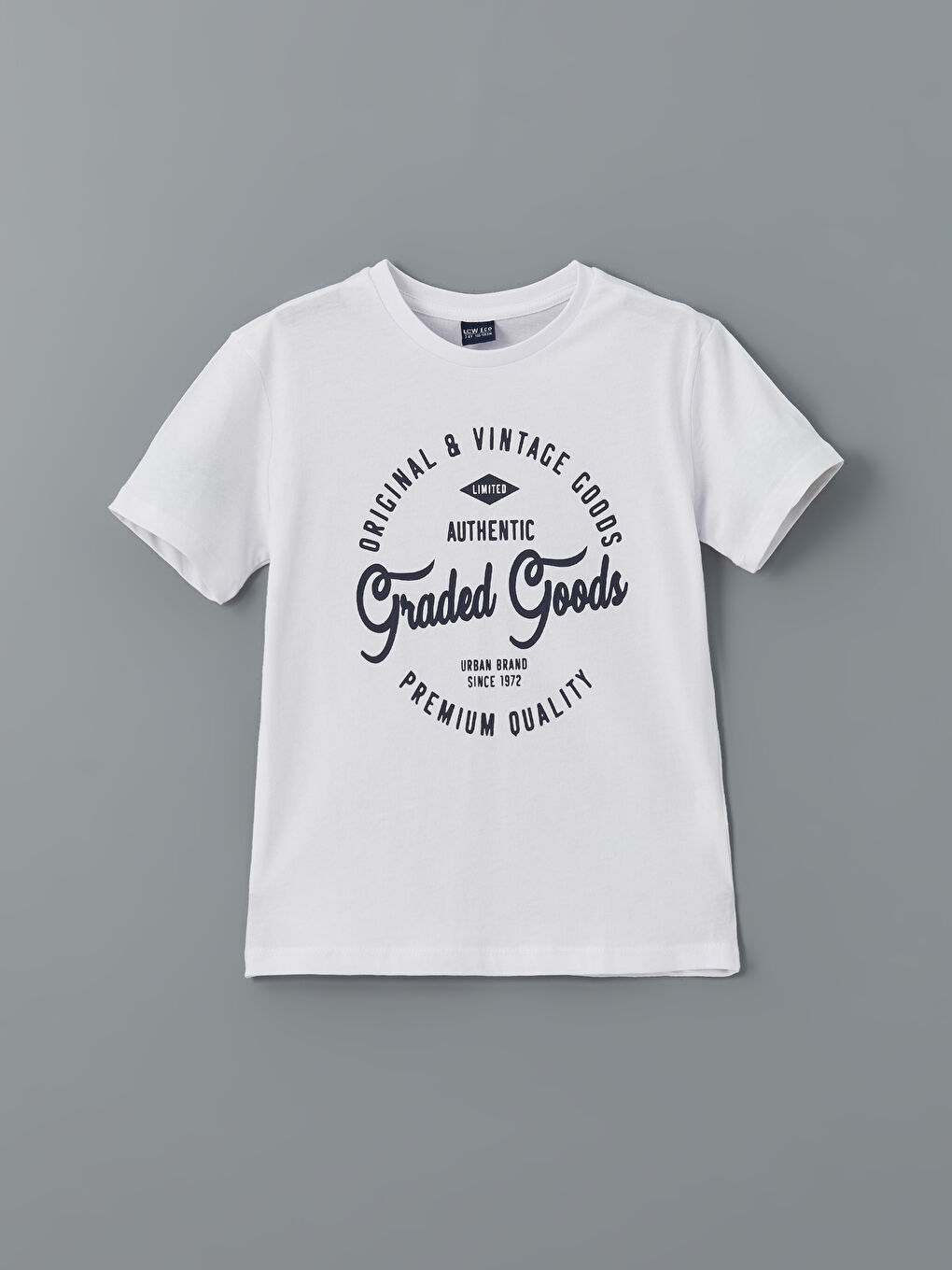 Beyaz Bisiklet Yaka Erkek Çocuk Tişört