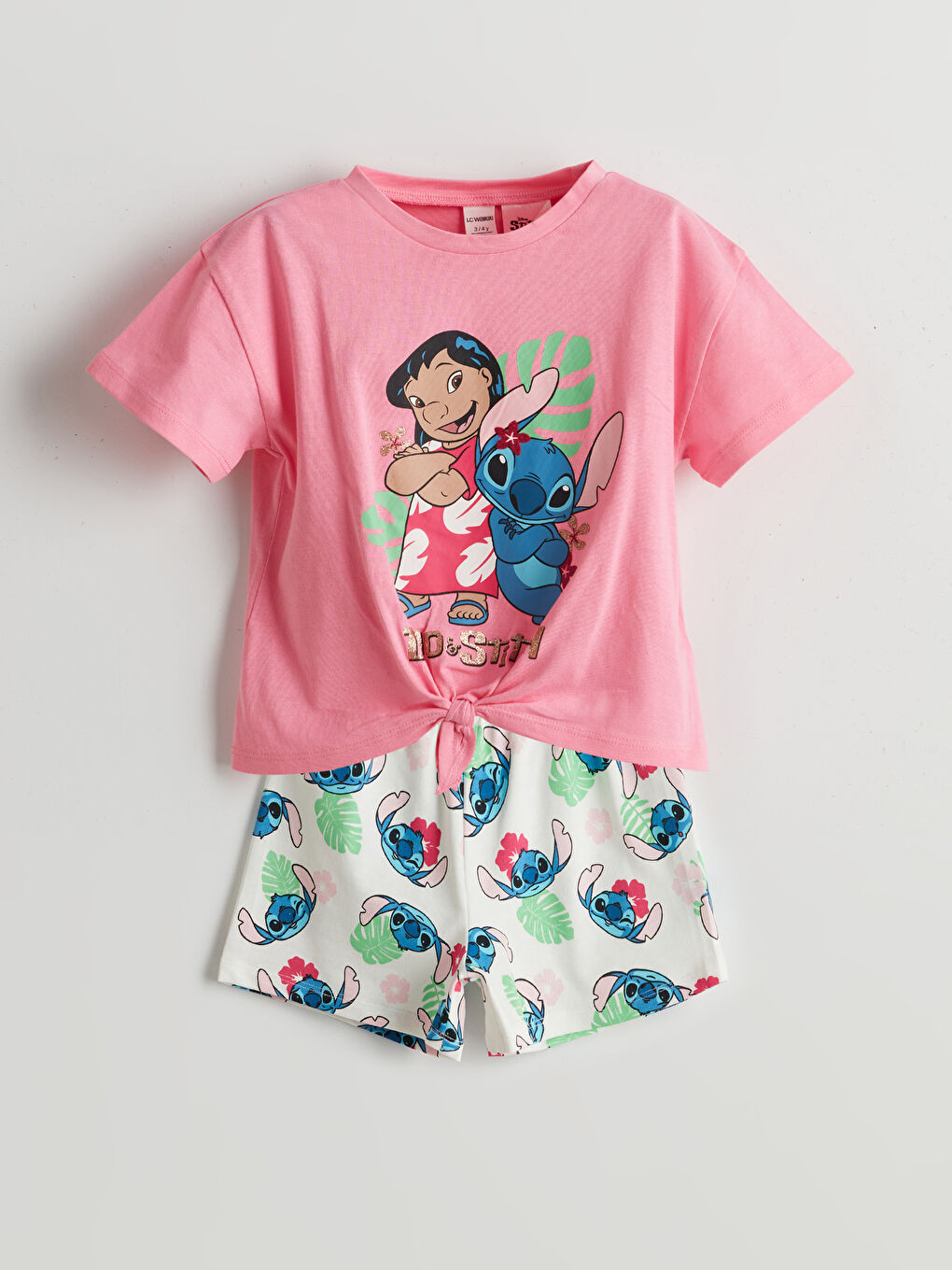 Ekru Stitch Baskılı Kız Çocuk Şort