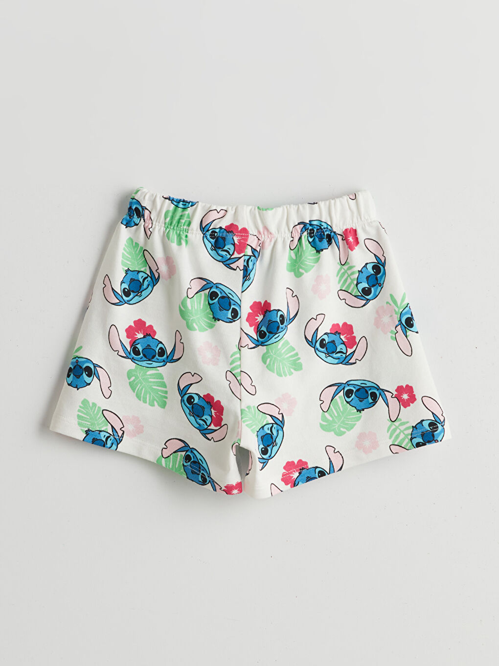 Ekru Stitch Baskılı Kız Çocuk Şort-1