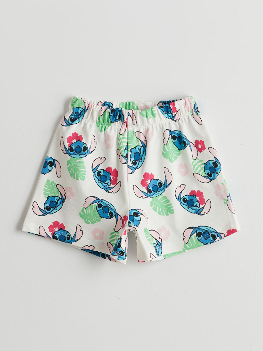 Ekru Stitch Baskılı Kız Çocuk Şort