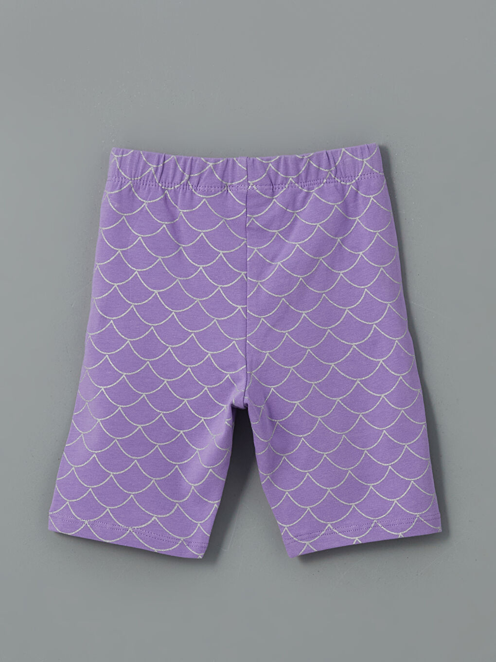 Lila Beli Lastikli Baskılı Kız Çocuk Kısa Tayt-1