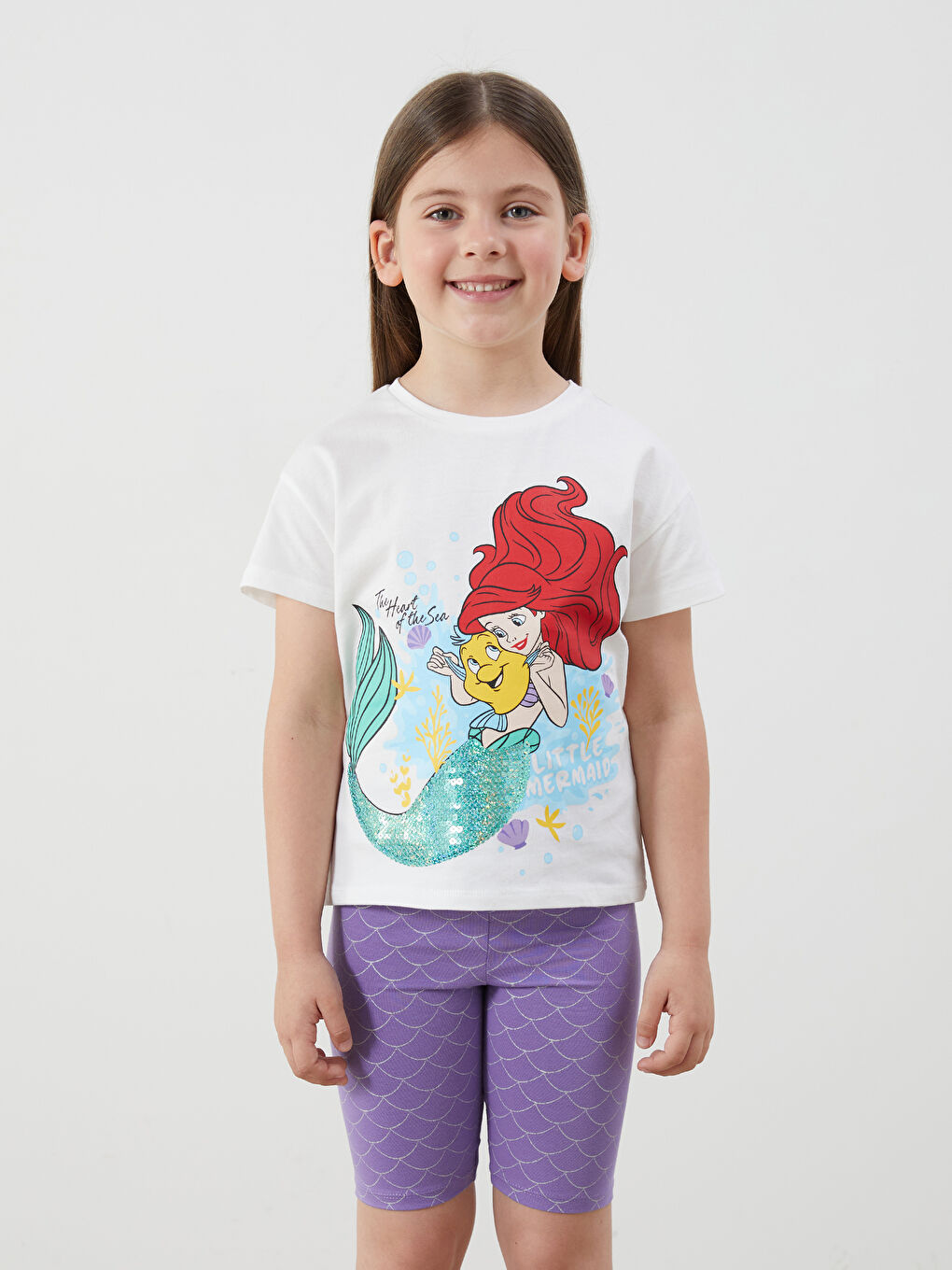 LC Waikiki Disney Ariel štampana bluza i helanke za devojčice, 2-pakovanja -S5H571Z1-R9J