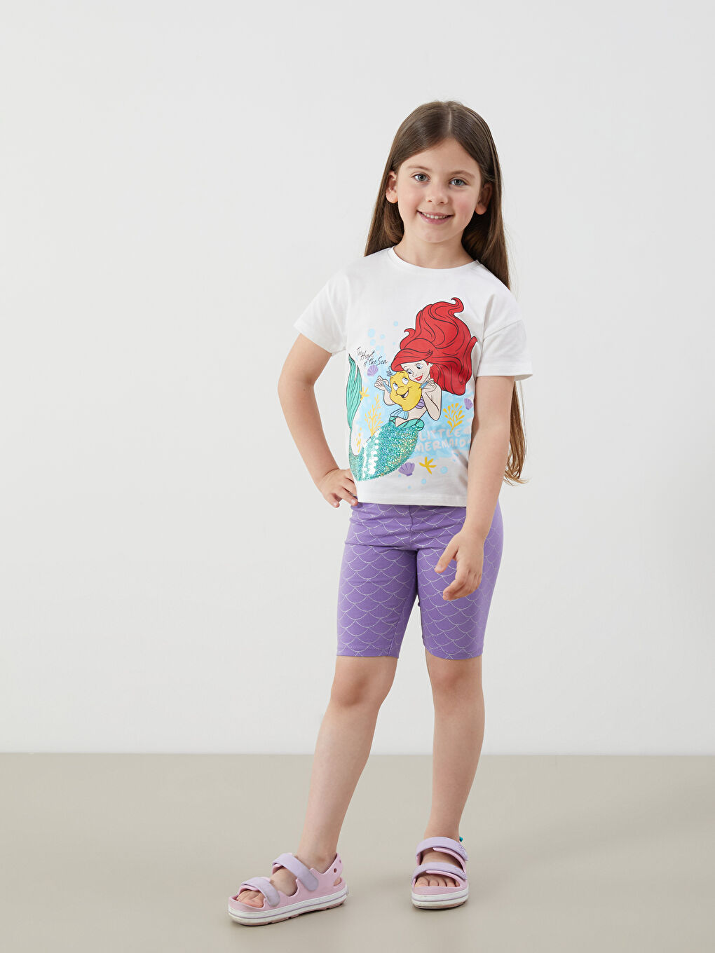 LC Waikiki Disney Ariel štampana bluza i helanke za devojčice, 2-pakovanja -S5H571Z1-R9J