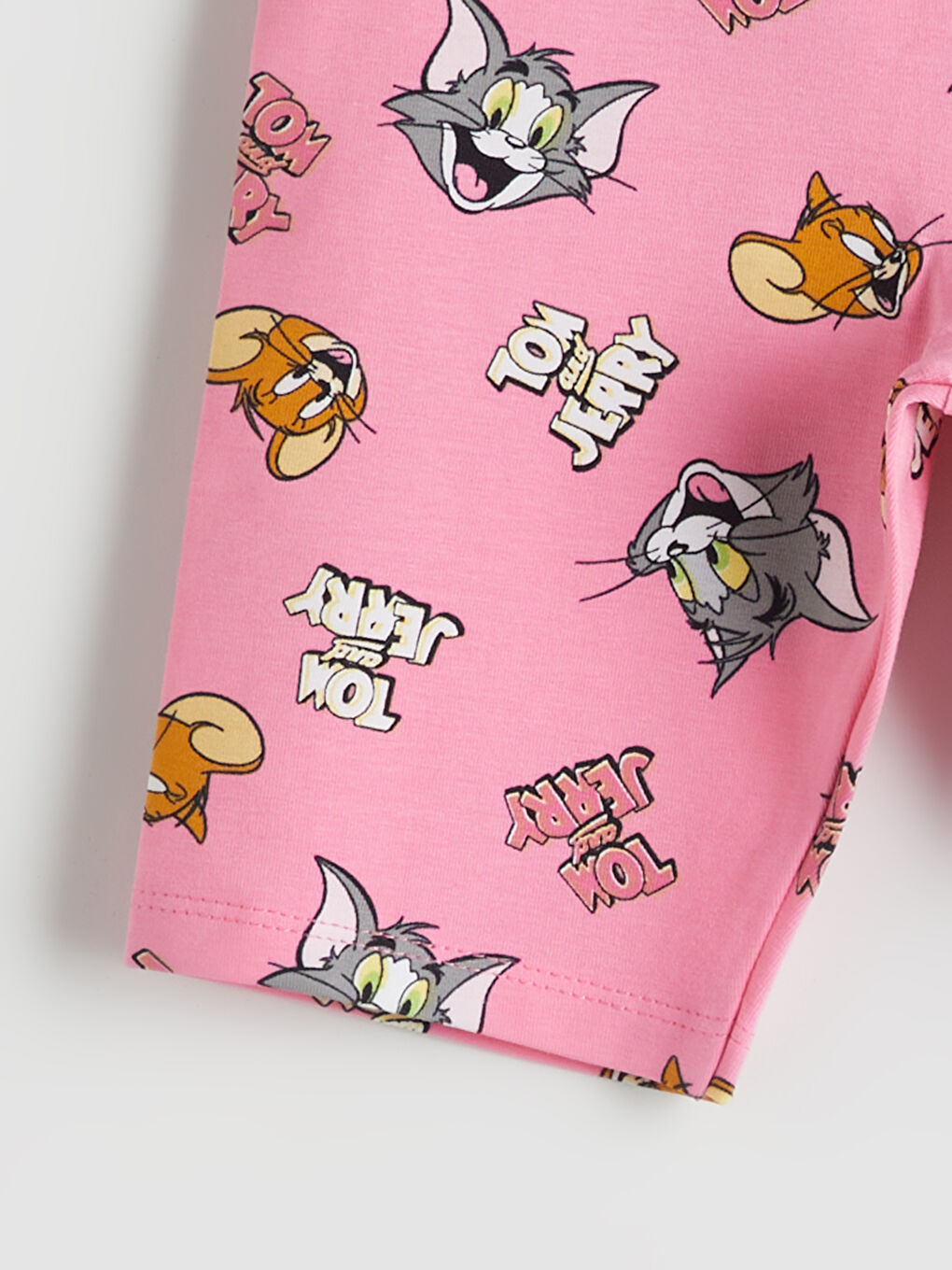 Pembe Tom & Jerry Baskılı Kız Çocuk Kısa Tayt-1