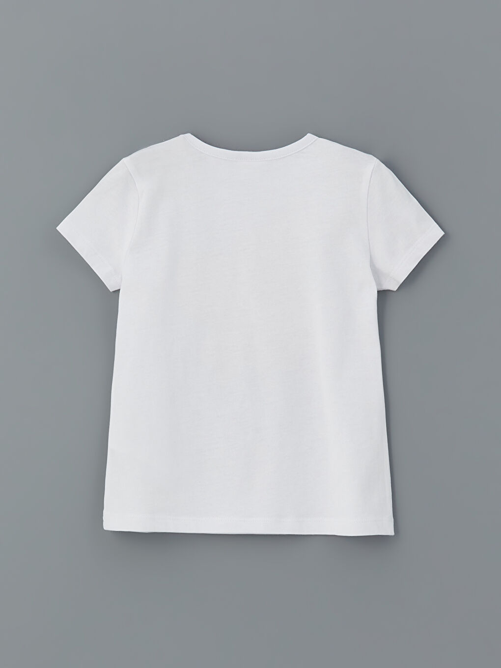 Beyaz Bisiklet Yaka Kısa Kollu Baskılı Kız Çocuk Pijama Üst-1