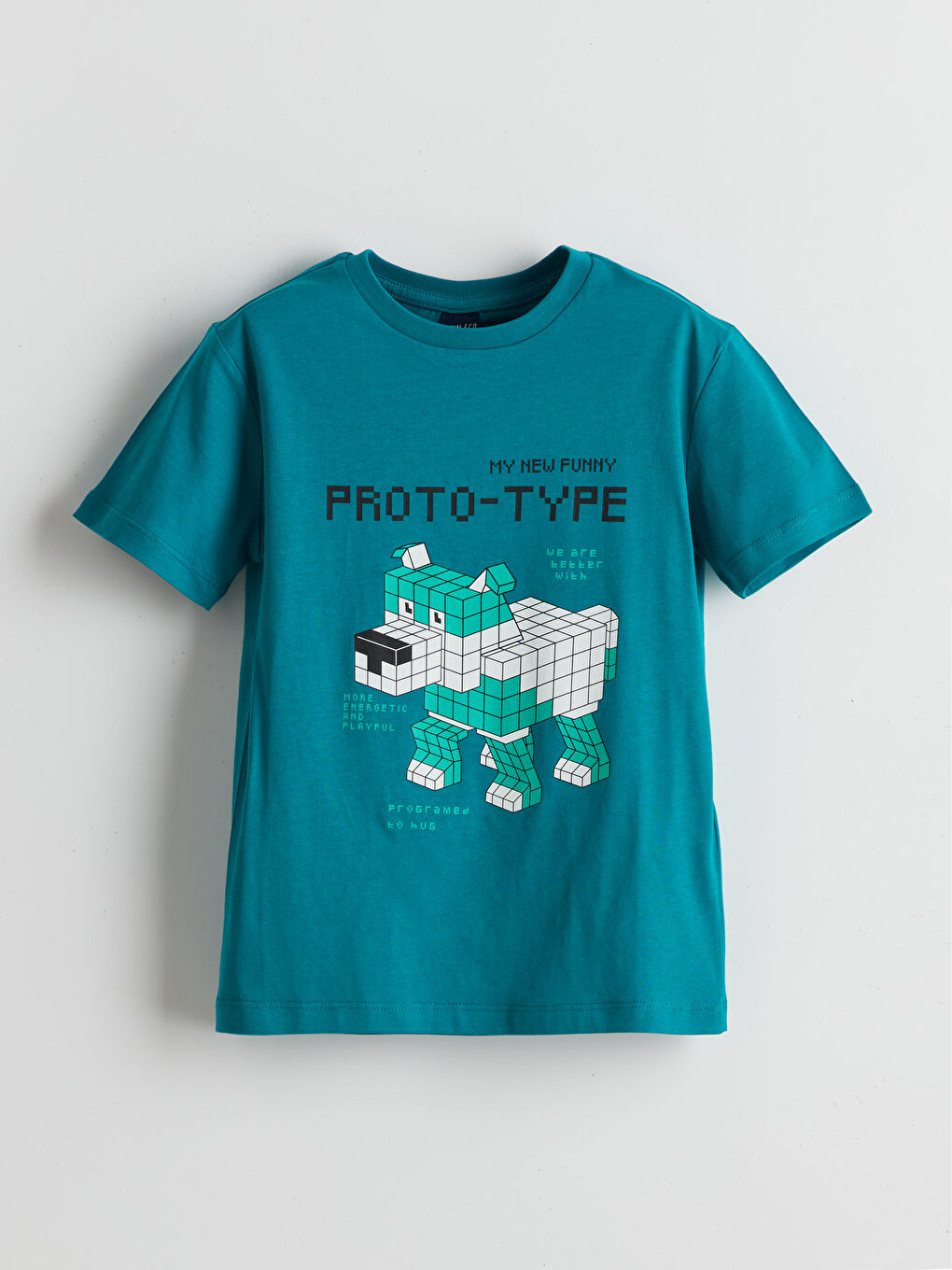 Turkuaz Bisiklet Yaka Erkek Çocuk Tişört